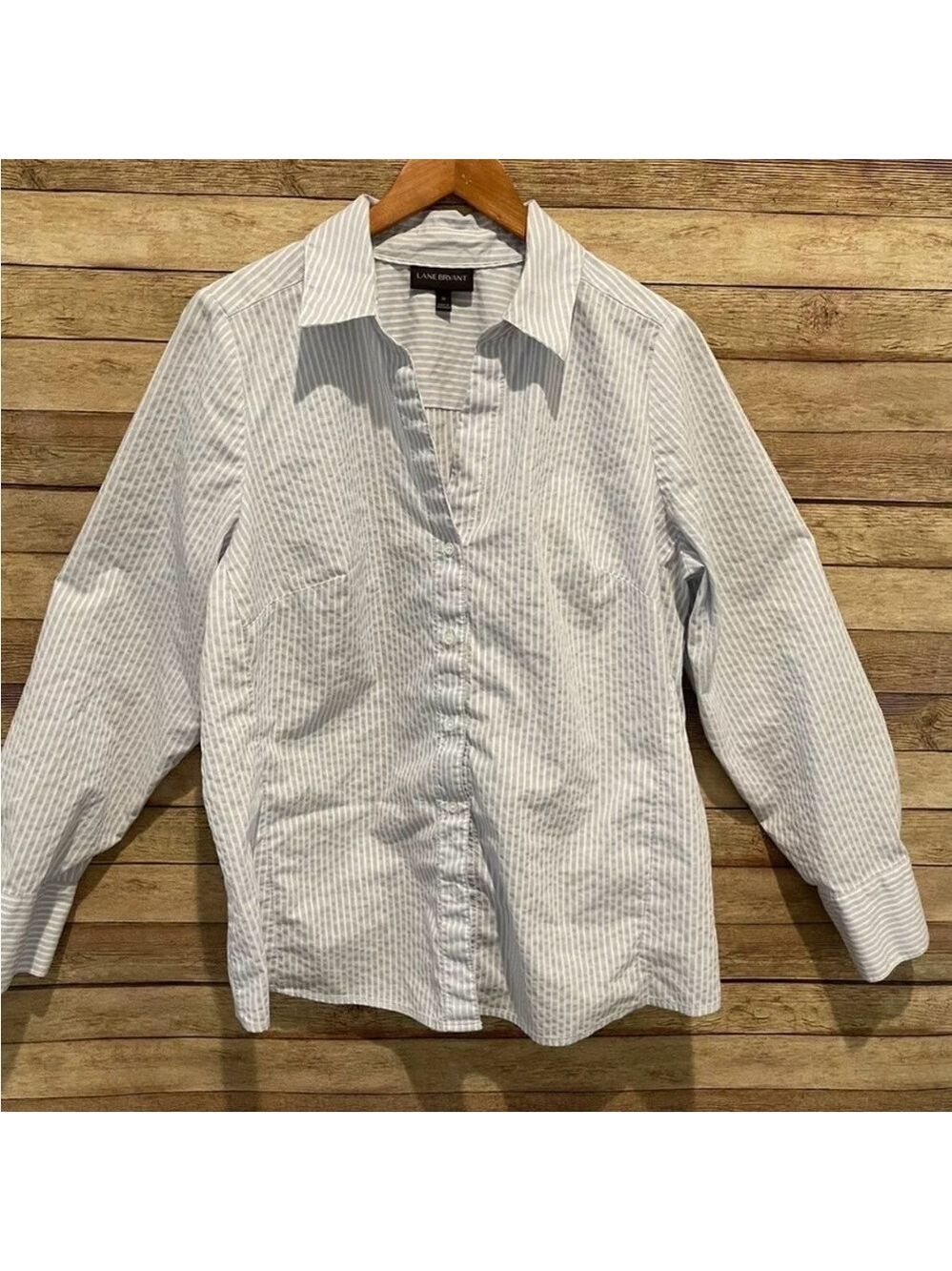 Lane Bryant Womens Plus Size Shirt Multicolor Stripes Long Sleeve Size: 20